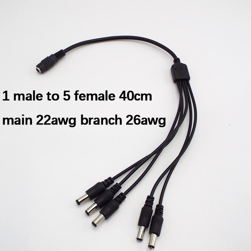 DC 1 Female To 2 3 4 5 Way 22awg 18awg Male Connector Power Supply Splitter Plug Adapter Cable Cord 5.5mmx2.1mm for Strip Light