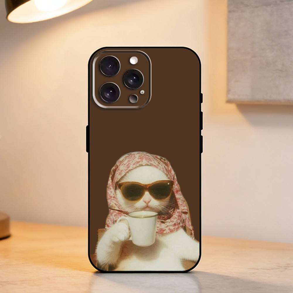 

C- Cat Pet Phone Case For iPhone 17 16 15 14 13 12 Max Plus Silicone Black Cover iPhone14