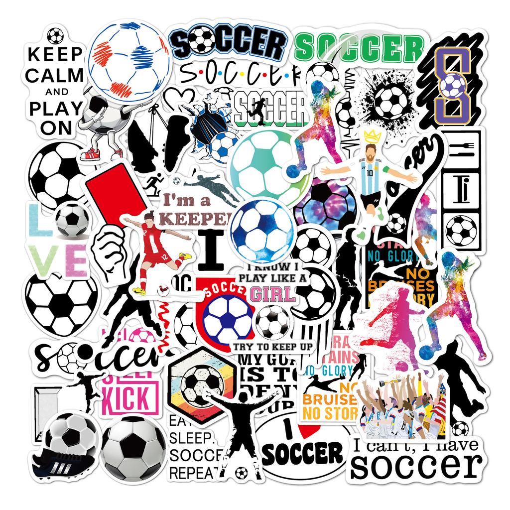 50 Multi-Style Football Stickers Outdoor Sports Balls Water Cup Skateboard Guitar Luggage Football Stickers