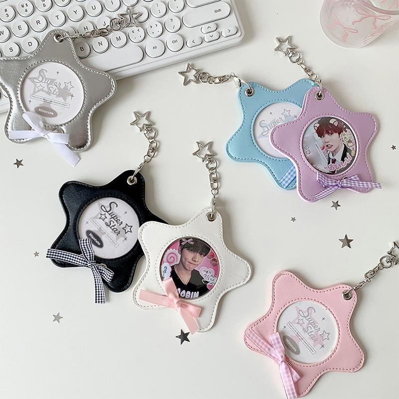 Korean Style Fashion Stars Photo Card Holder Cute Girl Idol 3-Inch Photo Storage Cartoon Backpack Decoration Keychain Gift