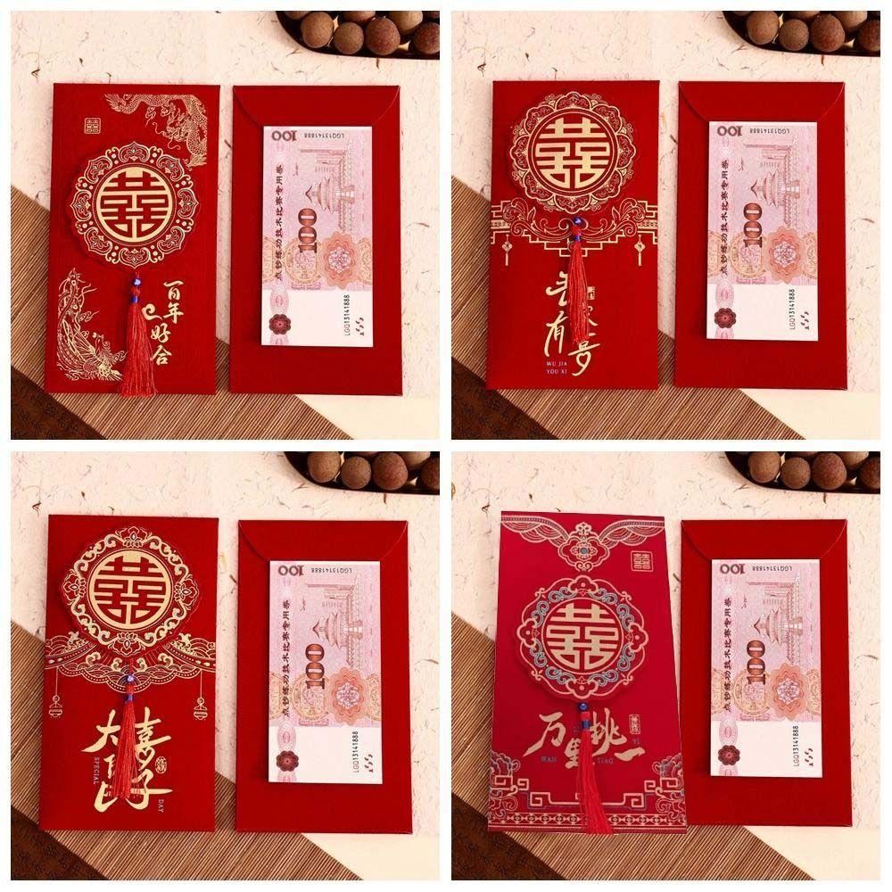 2Pcs/set Chinese Style Wedding Changing Fee Bag Hongbao Money Red Pocket Red Envelope Wedding Party