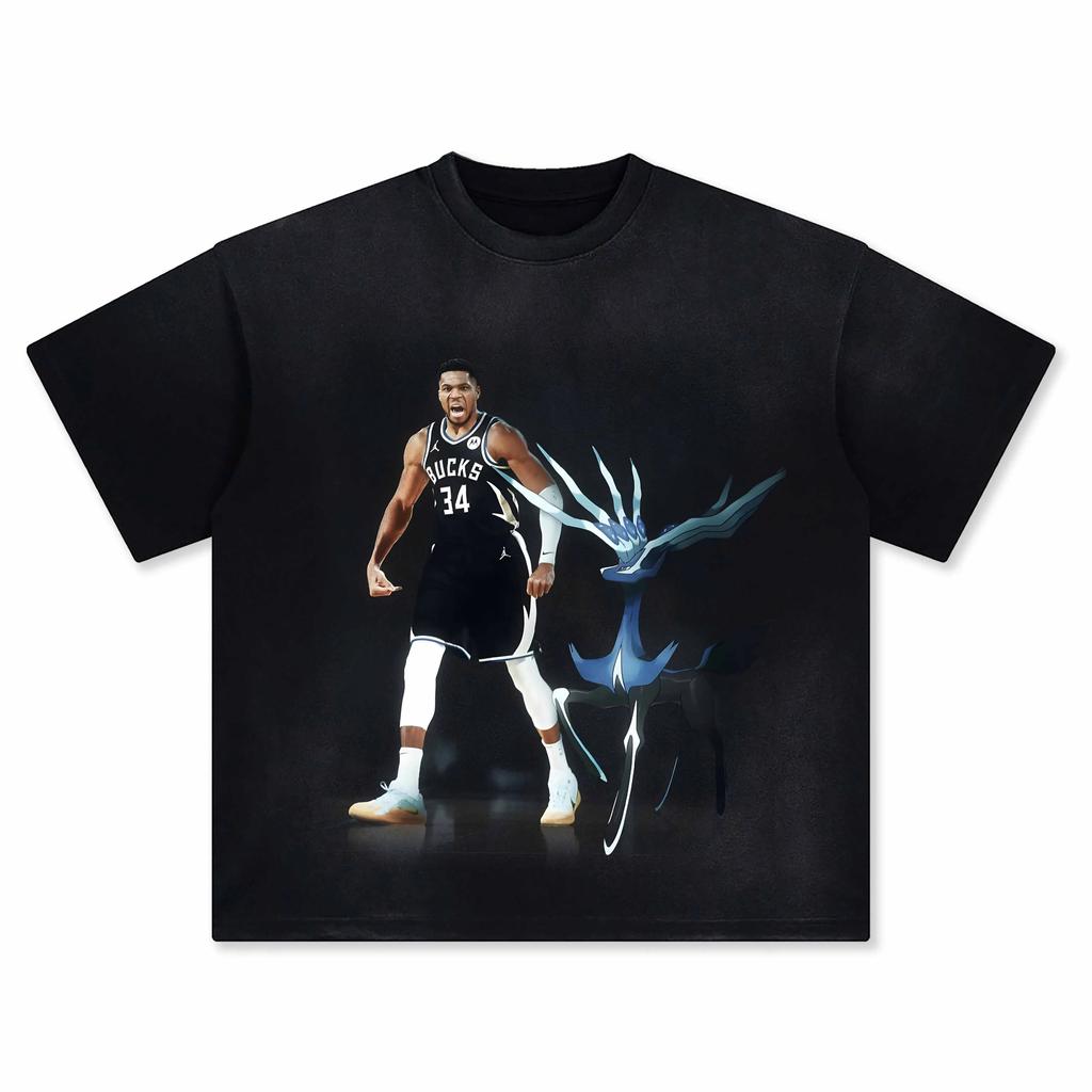 Pokémon Joint Basketball Star Printing Shortsleeved Tshirt Mens 2025 Summer New Fashion Cotton Breathable Y2K Street Top