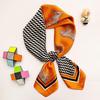 Small 70cm Sunflower Print Silk Satin Square Scarf for Women - Versatile and High-End Accessory