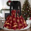 Women's Vintage V-Neck Long Sleeve Christmas Print Casual Dress