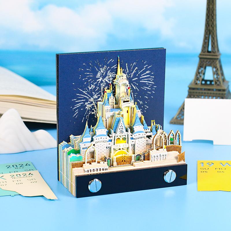2027 Fairytale Model Princess Cinderella Castle Snow White 3D Memo Pad Paper Crafts Notes Paper Pad for Children Holiday Gifts