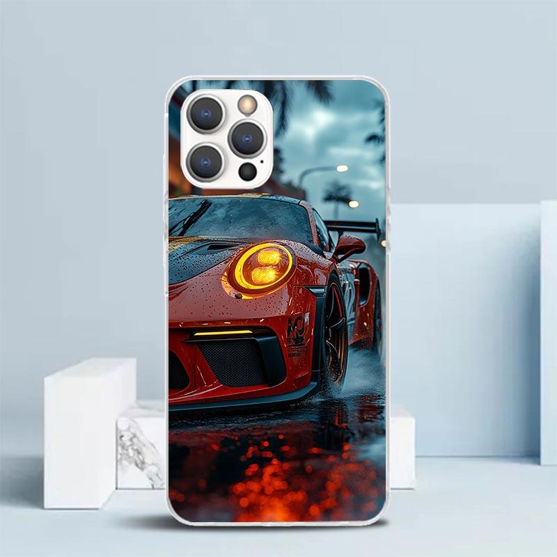 Sports Car 911 Soft Cover for iPhone 16 17 Air 15 14 Pro Max 16E Phone Case 13 Mini 12 11 7 SE 8 Print Pattern Fit Cases 16 17 A