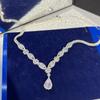European & Korean Bridal Jewelry Set: Zirconia Necklace & Earrings for Wedding Accessories