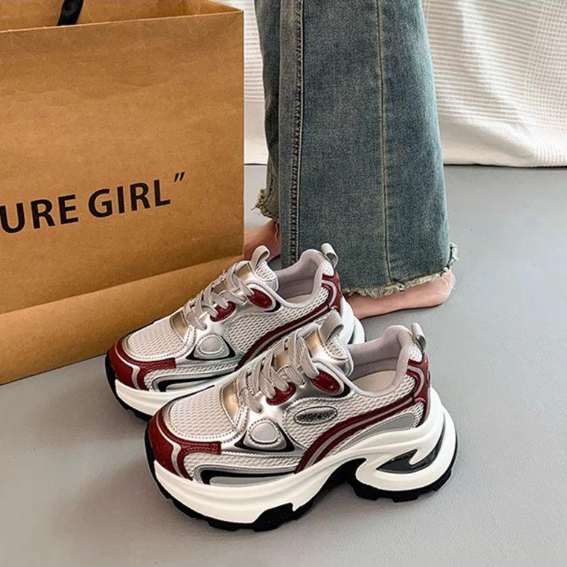 Trendy Dámské Platformové Dad Tenisky s Silnou Podrážkou - Jaro/Podzim 2025 Street Style