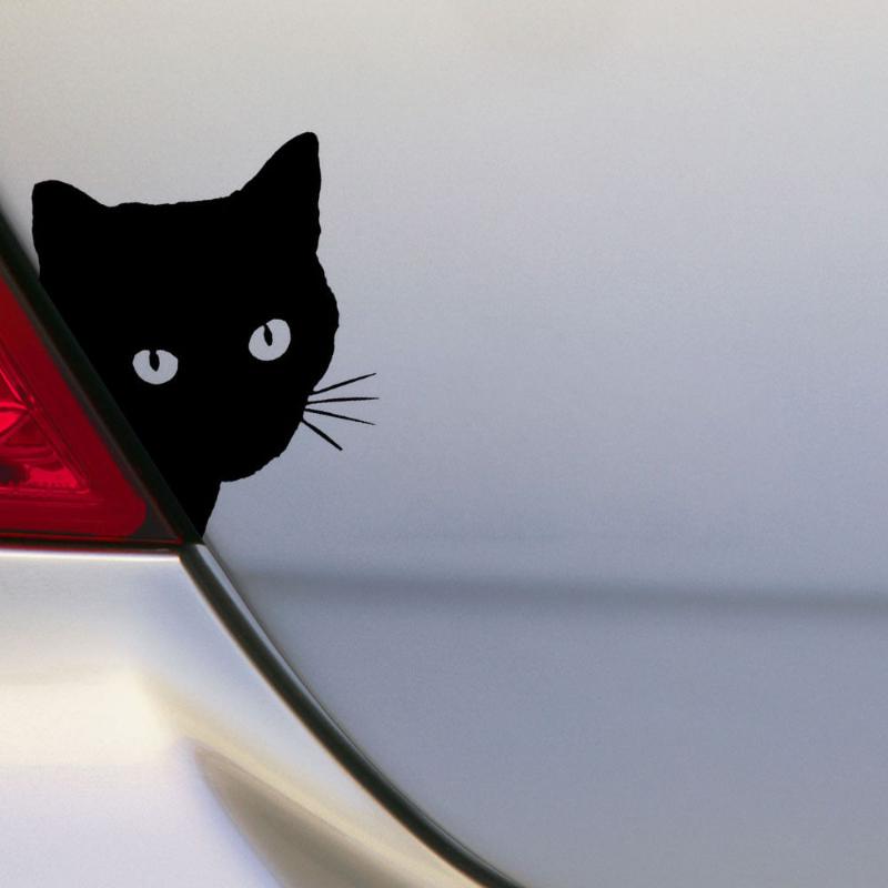 Car Black Cat Peeking Stickers Automotive Auto Decal Window Decoration 3D Simulation Cat Eyes Peeking Car Sticker