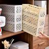 Storage Box Foldable Stackable Organizer with Ventilated Hollow Design Space Saving Storage Bin for Household Travel