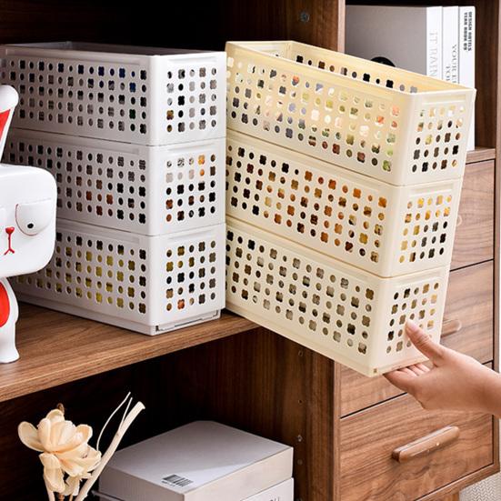 Storage Box Foldable Stackable Organizer with Ventilated Hollow Design Space Saving Storage Bin for Household Travel