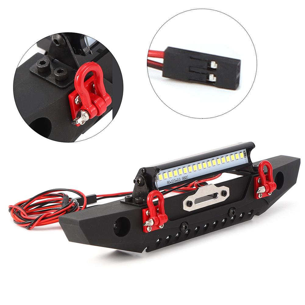 Anticollision Front Bumper with Spolights RC Car Parts Fit for TRX4 Axial SCX10 90046 1 10 RC Crawler Car