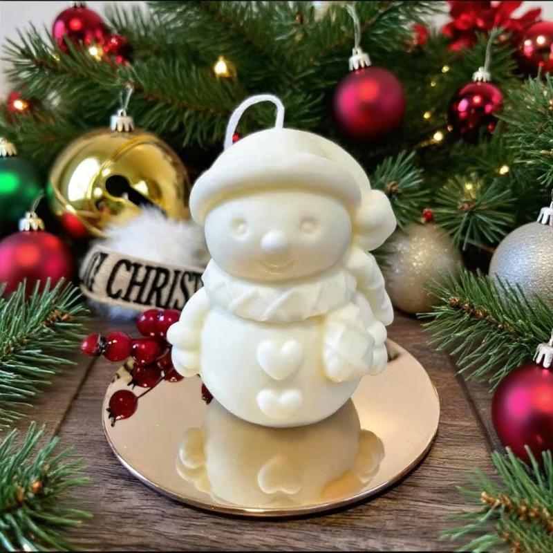 1 pc Cute mini Christmas snowman silicone mold, plaster silicone mold, suitable for Christmas holiday decoration