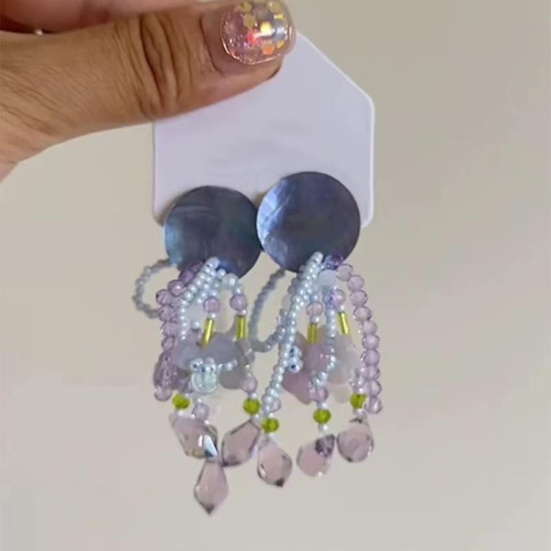 Steel Needle Flower Star Pendant Earrings Sweet Niche Temperament Earrings Exquisite Versatile Fashion High-end Earrings
