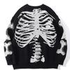 Autumn Skeleton Jacquard Round Neck Long Sleeve Men's Autumn Winter Loose Pullover Sweater