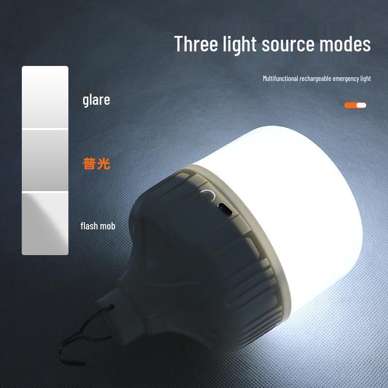 LED Emergency Light Bulb - Outdoor USB Rechargeable for Camping, Street Stalls, and Night Markets