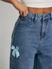 Women's Trendy Bow Straight-Leg Wide-Leg Jeans