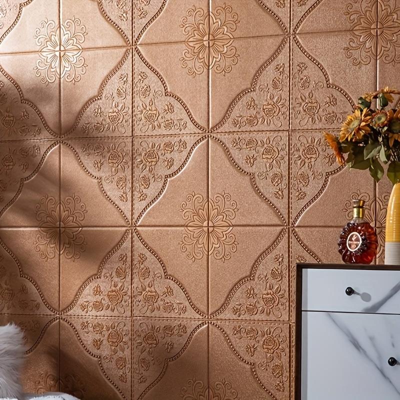 3D Floral Pattern Wall Tile Stickers, Self-Adhesive Ceiling Stickers, Easy to Apply and Remove,  for Kitchen Living Room Bathroom Hallway