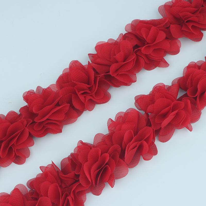 1 Yard 24 Flowers Chiffon Lace Patch Fabric Webbing Decoration Flower Gift Ribbons Diy Bridal Veil Shoes Wedding Clothes Crafts