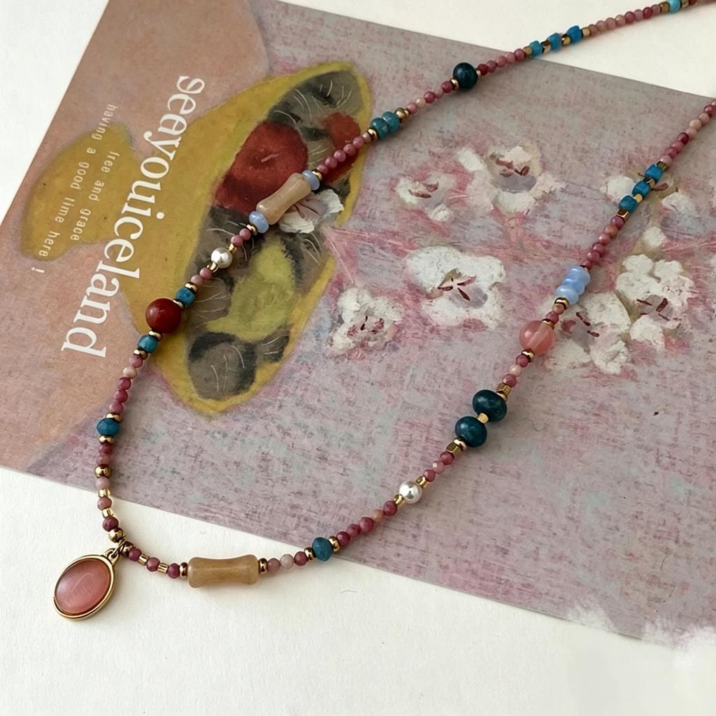 "Peach Island" Beaded Necklace Women's Niche Non-collision Collarbone Chain Gentle Temperament Accessories