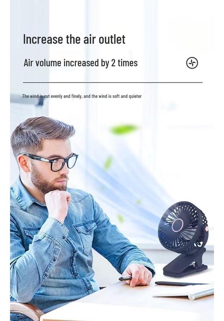 Portable Rechargeable Silent Clip Fan for Bedside, Stroller, or Desk - High Wind Power