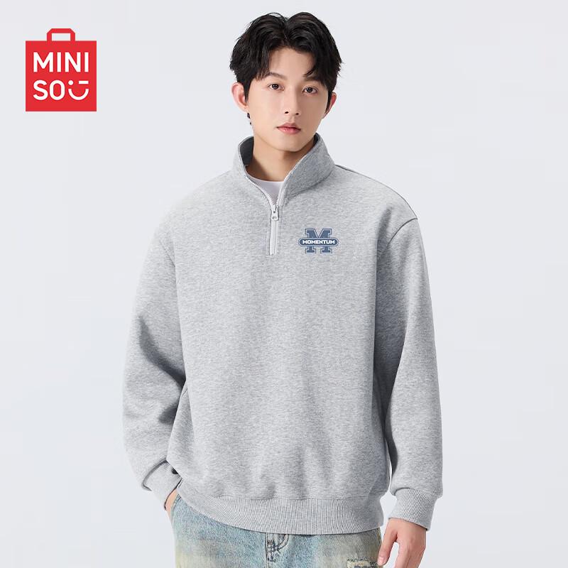 MINISO Men's American Heavyweight Stand Collar Pullover Sweatshirt