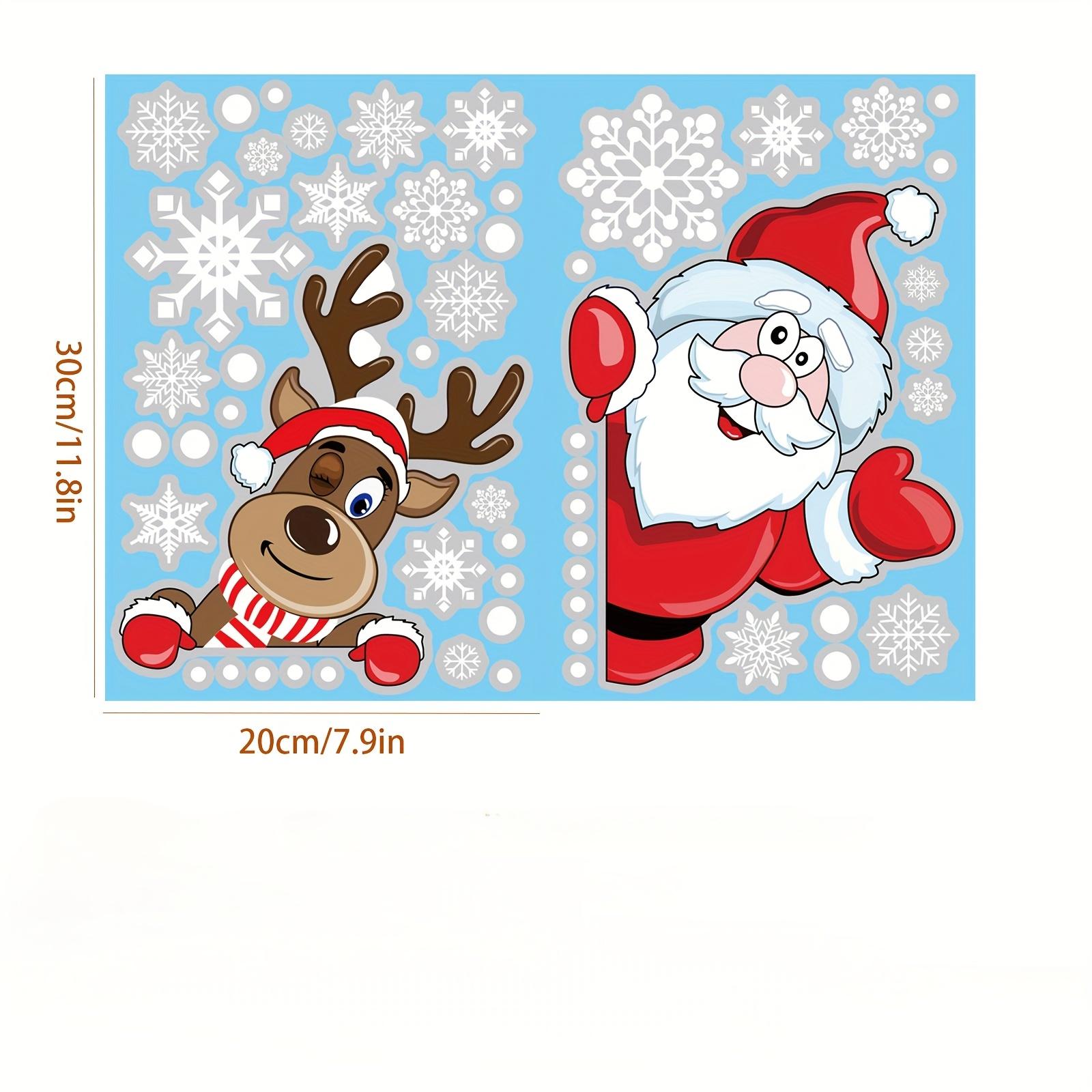 

Набор из 2 самоклеящихся статических наклеек на Рождество - Санта и олень заглядывают через стеклянные двери, рождественские украшения