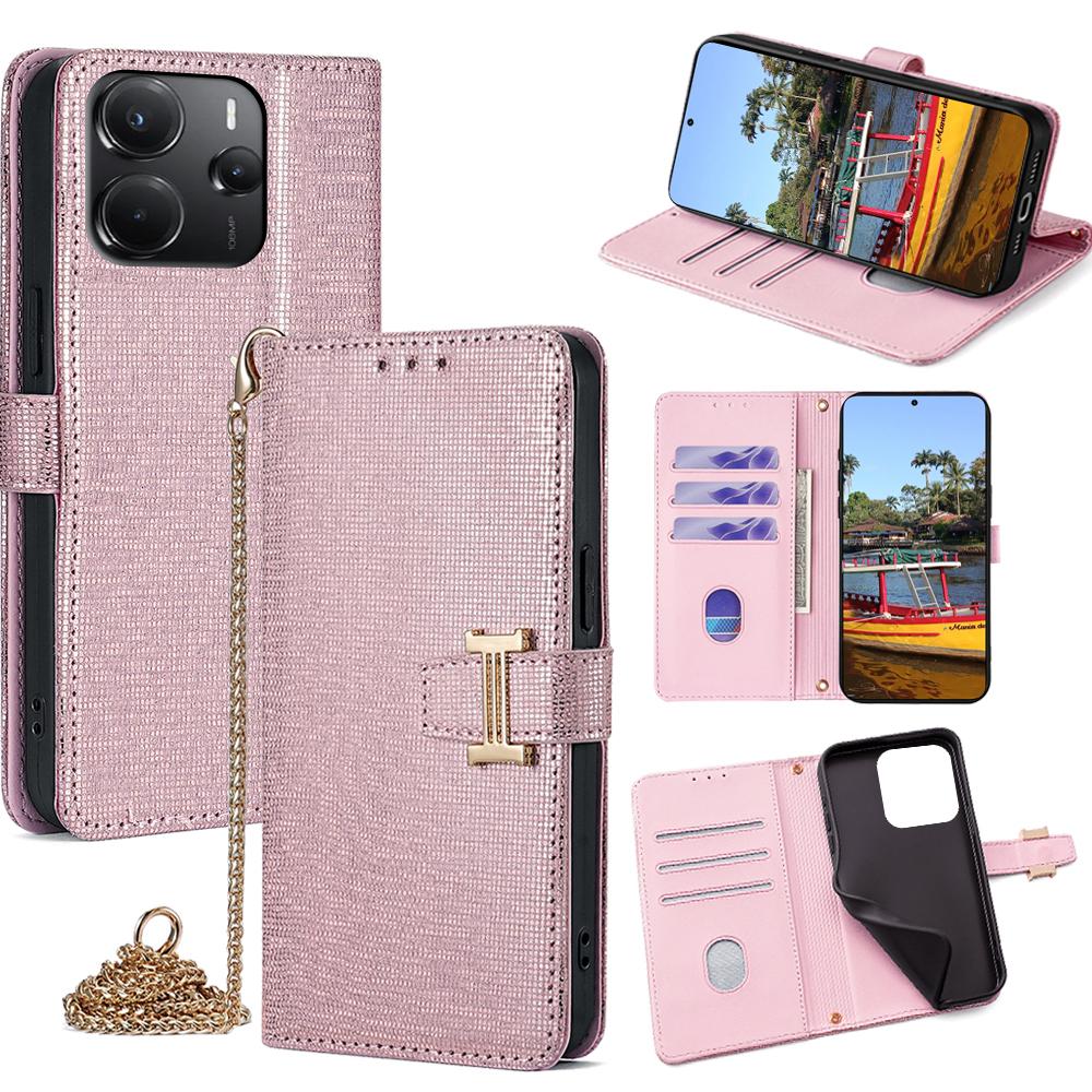 

For Xiaomi Redmi Note 14 4G (164.84mm) Case Wallet Sequins Leather Crossbody Phone Cover C