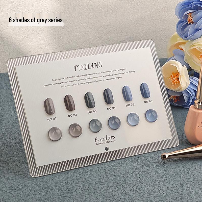 

6-Color Gray Gel Nail Polish Set: Light Beige, Smoky Gray & More - Exclusive for Salons