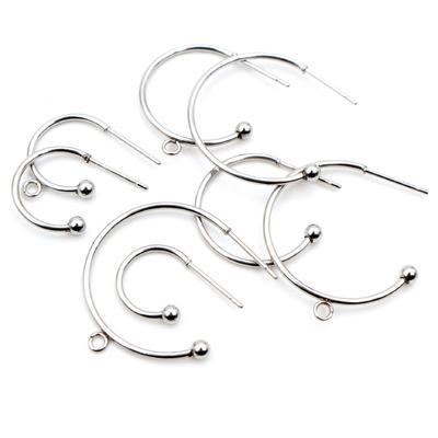 10pcs 12 15 20 25mm 316 Stainless Steel Earring Hooks Hoops Circle Ball Stud Earrings Ear Wires Connector DIY Jewelry Findings