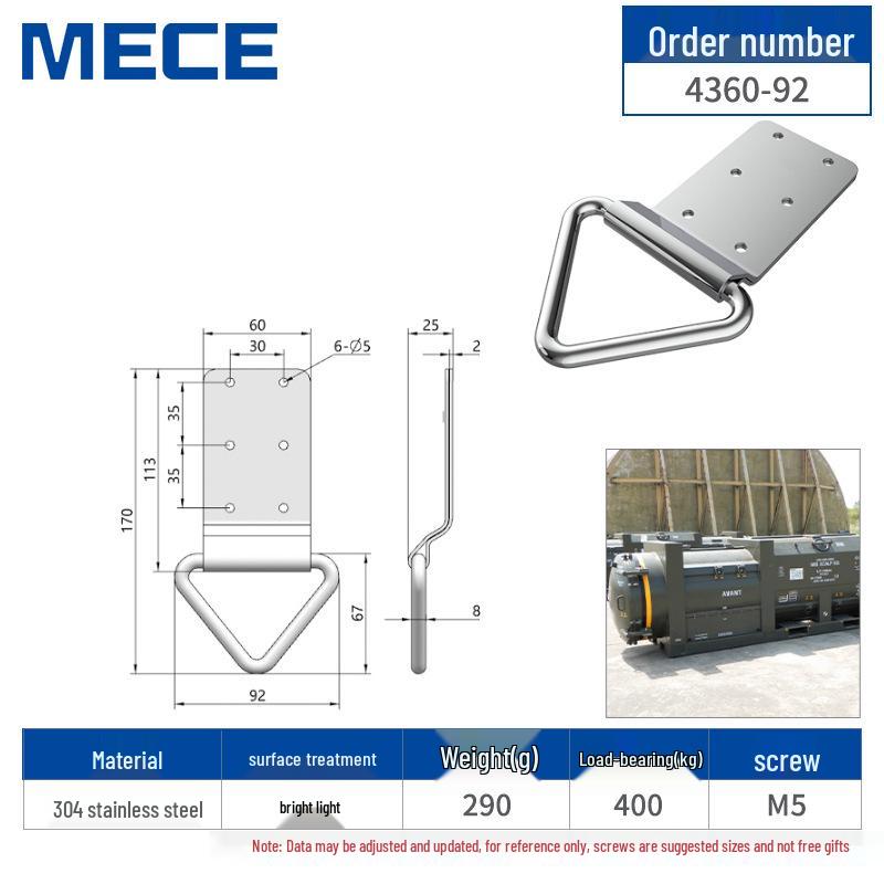 Heavy Duty D-Ring Truck Bed Tie-Down Hook with Triangle Latch