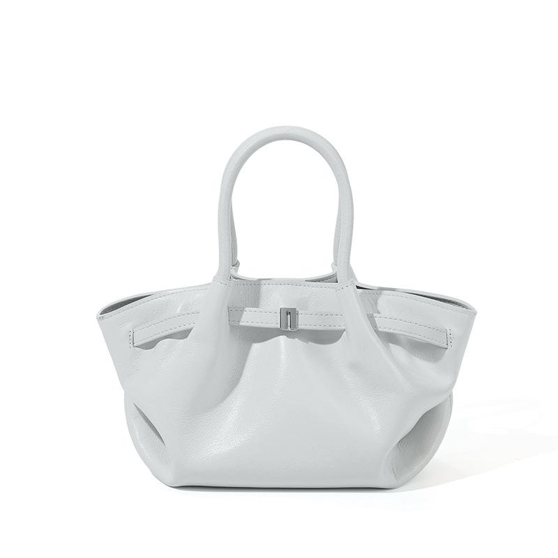 Modische Damentasche Neue Echtes Leder Damentasche Große Kapazität Plissierte Gemüsekorb-Tasche Nischen-Temperament Ein-Schulter-Handtasche