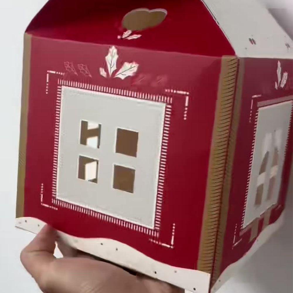 3D Pop Up Julens Sagoland Stuga Presentförpackning Papper Mångsidigt Julhus Presentaskar Kaka Godis Förpackningslåda