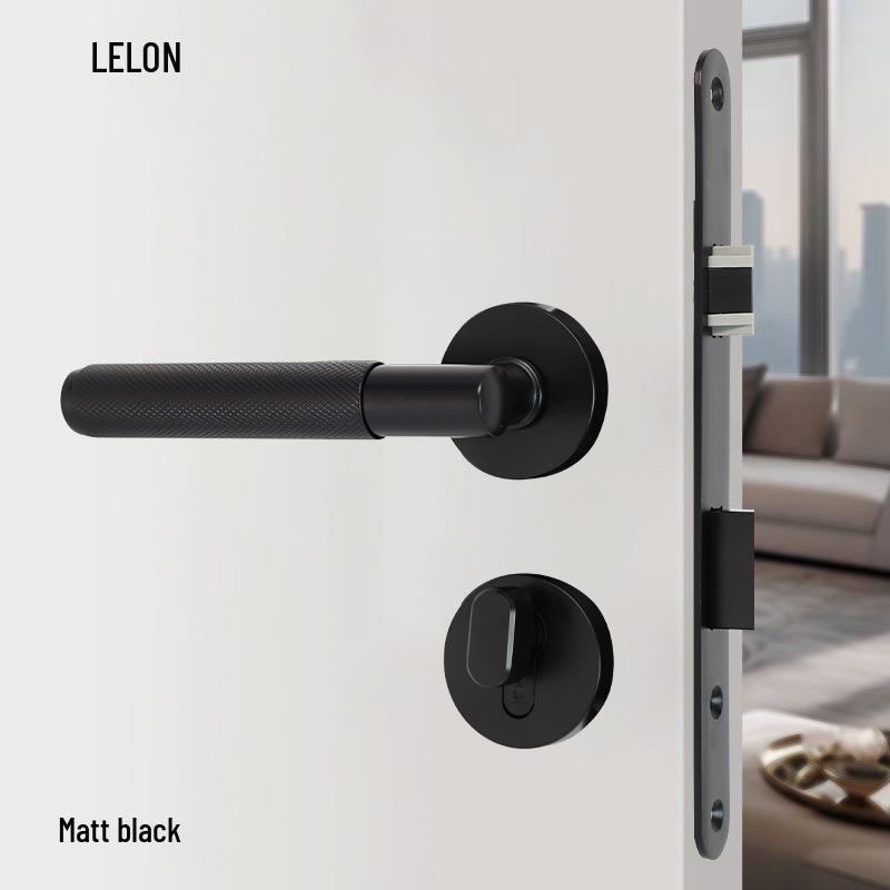 American Style Solid Gold Bedroom Door Lock with Knurled Handle