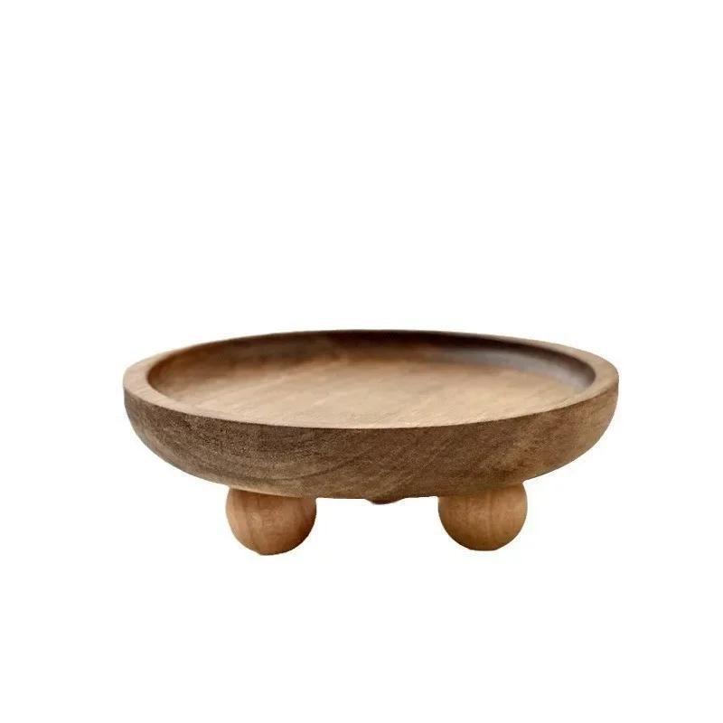 

Handmade Wooden Serving Platter for Pastries and Candle Display - Circular and Oval Platters Key Storage Tray for Home