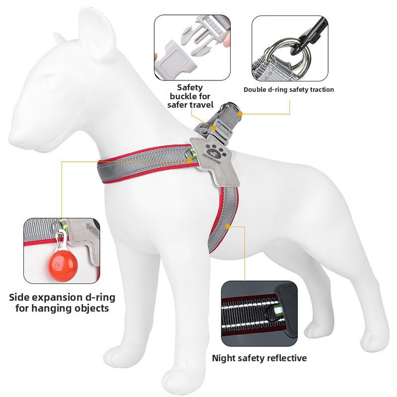 Dog Y shaped harness no pull reflective adjustable  and comfortable for small medium dogs walking training outdoor
