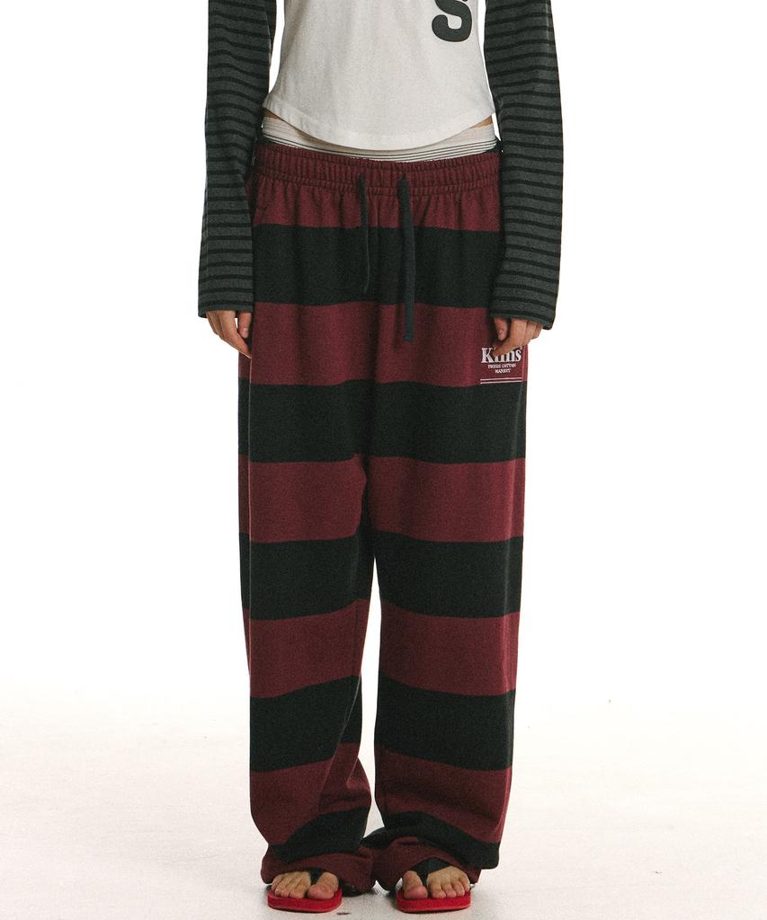 Kimseupeulesikoteunmakes Bold Stripe Sweatpants Red
