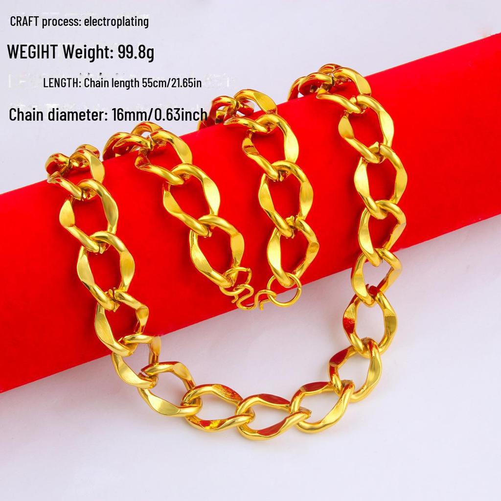 Men's Alloy Gold-Tone Necklace – Bold, Durable, Street Style Accessory