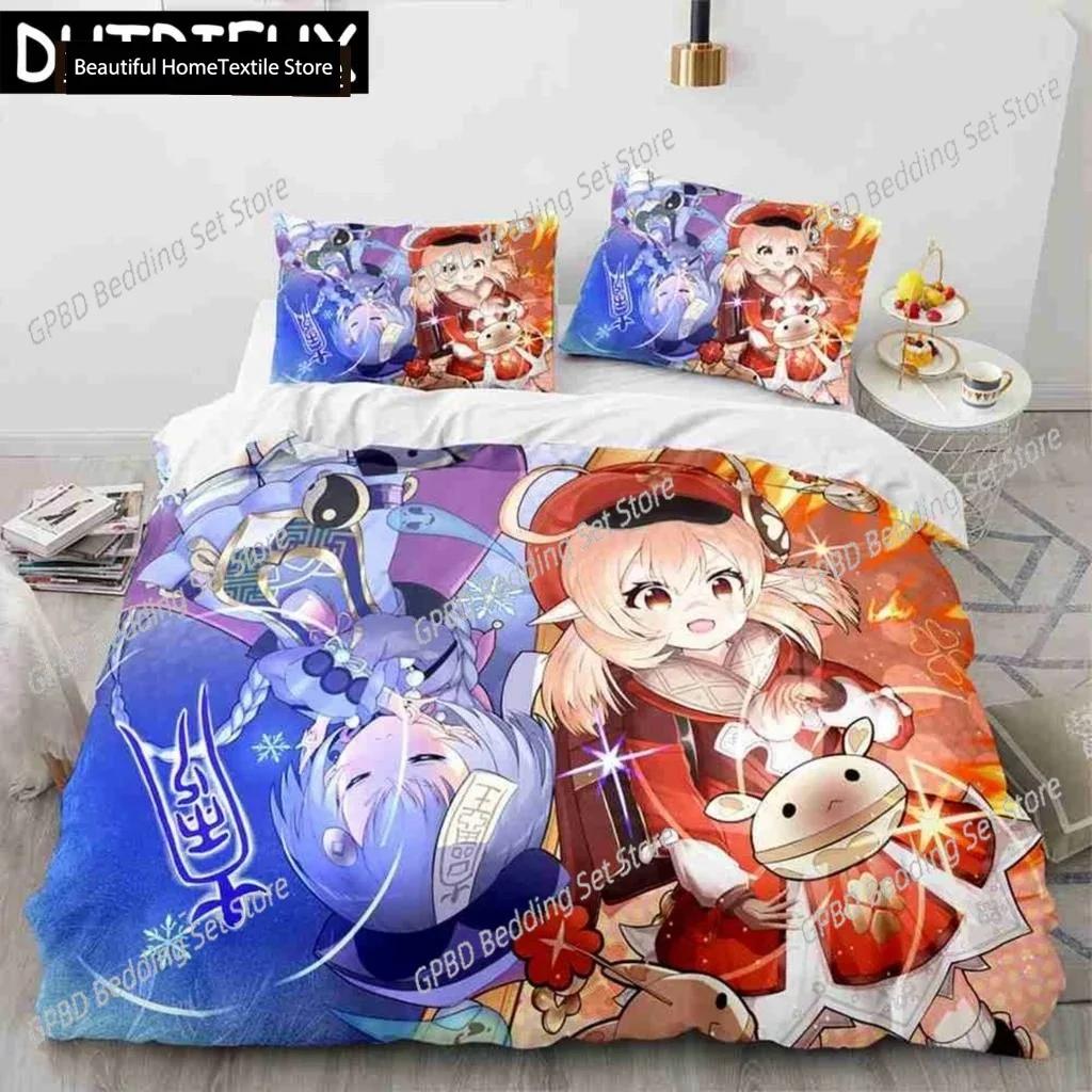 Genshin Impact Anime 3D NEW Duvet Cover Pillowcase Bedding Set Adult Boy Girl Bedroom Decoration Children Single Double Large