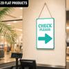 2D Flat Teal Check Please Right Arrow Metal Sign‑8.0x12.0inch Aluminum Wall Art, Restaurant Cafe Checkout Direction Hanging Sign, Pre‑Drilled Holes