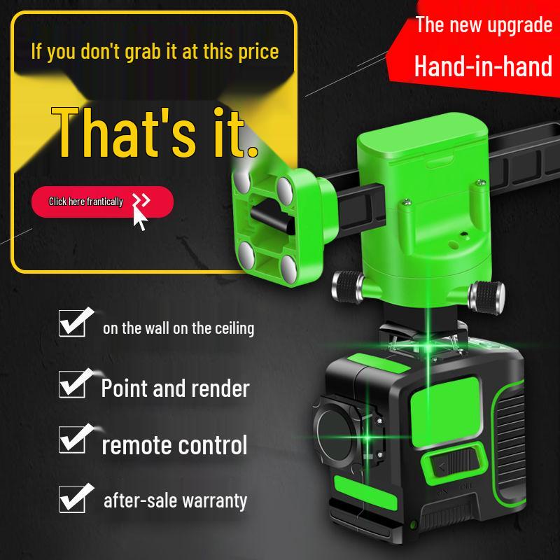 12-Line High Precision Green Light Infrared Laser Level and Floor Layout Instrument with Auto Line Drawing