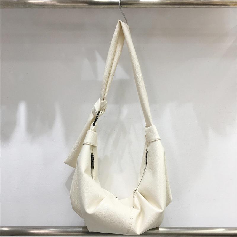 PU Dumpling Bag Women's Korean Version Retro Casual One-shoulder Soft Leather Small Shoulder Bag Fashionable and Versatile Summer Pleated Bag