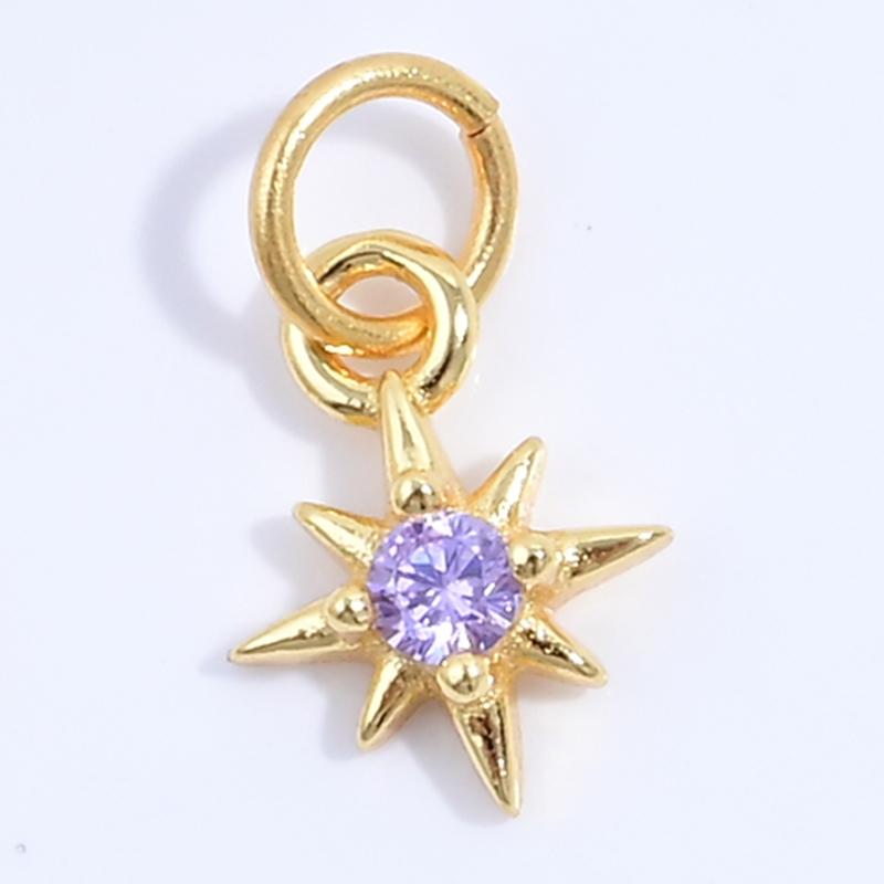 S925 Silver Miniature Zircon Eight-star Shaped Charms Diy Jewelry Making Accessories Earring Necklace Parts Shiny Fitt
