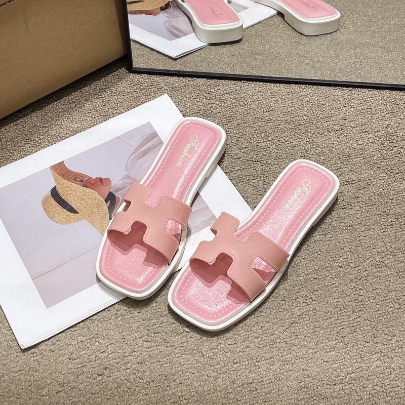 Korean-Style Square Toe Summer Flip-Flops for Women and Kids: Fashionable Outdoor Beach Sandals