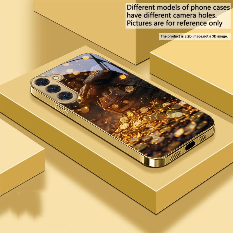 

Dark burlap money bag For Samsung Galaxy S26 S20 FE S21 S22 S23 Plus S24 Ultra 25Ultra S21+ S9 S22 S8 Golden glass phone case Galaxy S26