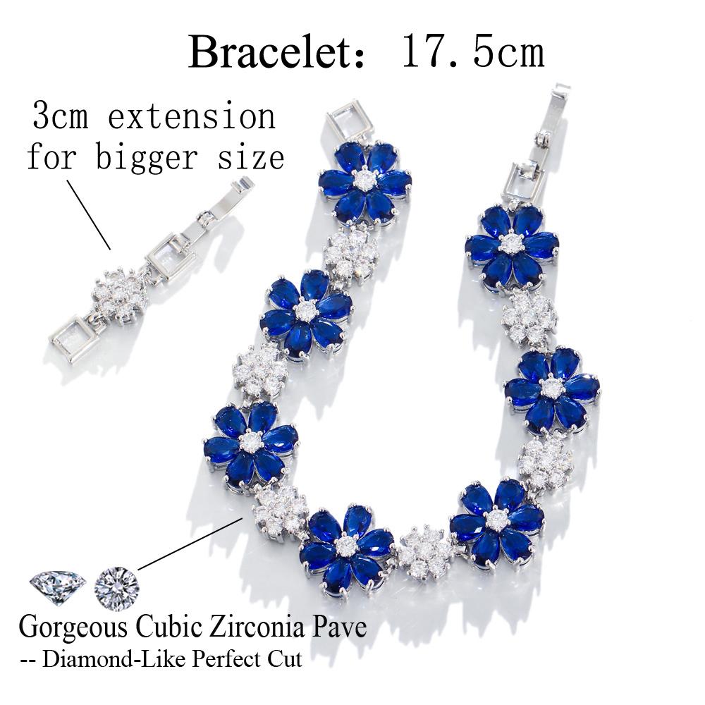 CMM Gorgeous Gold Color Green Cubic Zirconia Flower Charm Link Women Wedding Party Bracelets Jewelry Gift