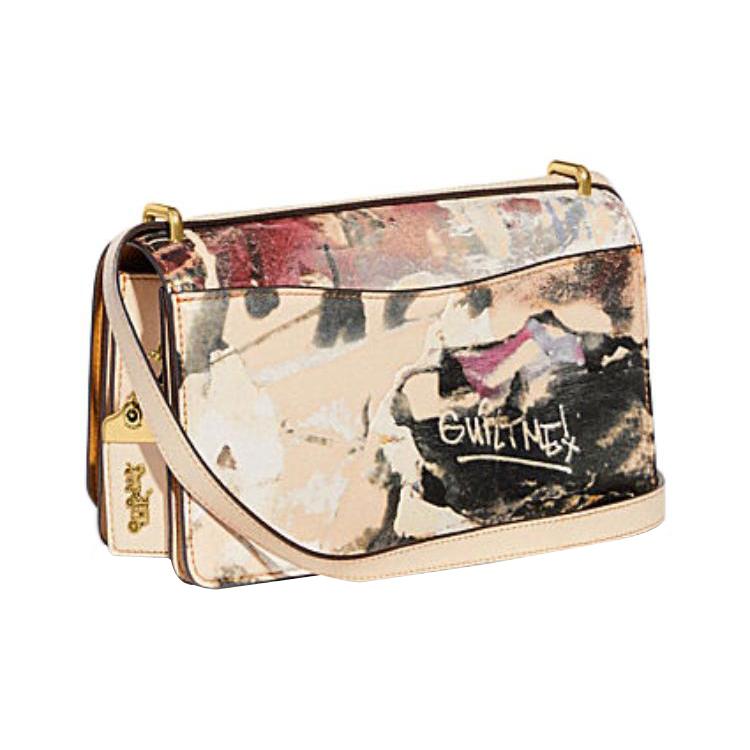New COACH MINT+SERF Collaboration Bandit Cow Leather Shoulder Bag, Crossbody Bag Medium Size Women's Graffiti Color CE179-B4RHR