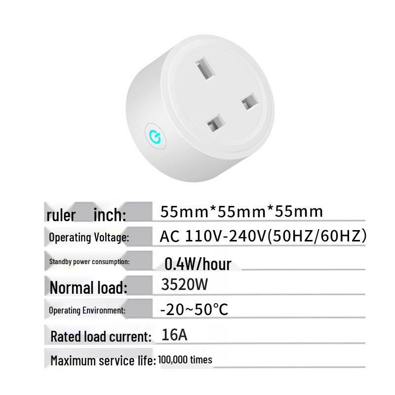 UK Standard WiFi Smart Socket - Alexa Compatible, Mobile Timer, 20A Remote Control for Smart Homes