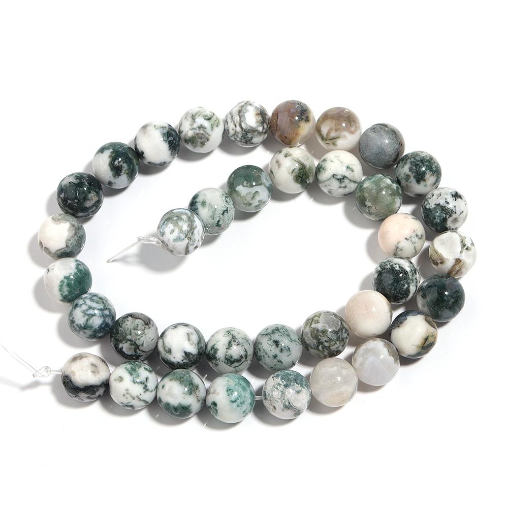 4 6 8 10 12mm Natural Tree Agate Stone Beads Round Loose Gemstone Beads For Jewelry Making DIY Bracelets Necklace Accessories