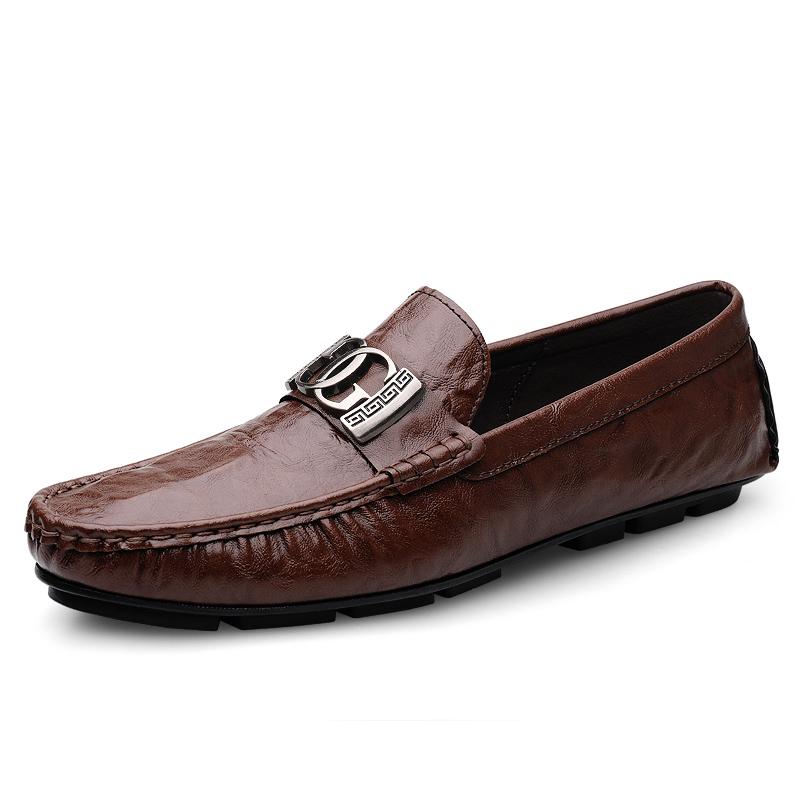 Fashion Genuine Leather Fashion Men Loafers Classic Slip-on Man Casual Shoes Moccasins Comfortable Non-slip Driving Shoes Business Flats